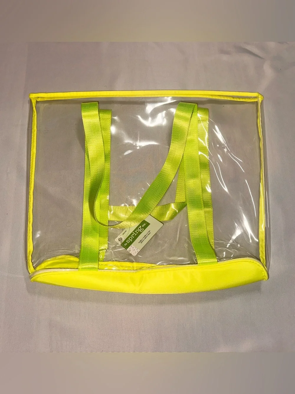 Clear Neon Yellow Tote Bag
